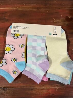 Pastel Daisy & Check Low Cut Socks 6-Pack - Pink, Mint, Lavender, Cream